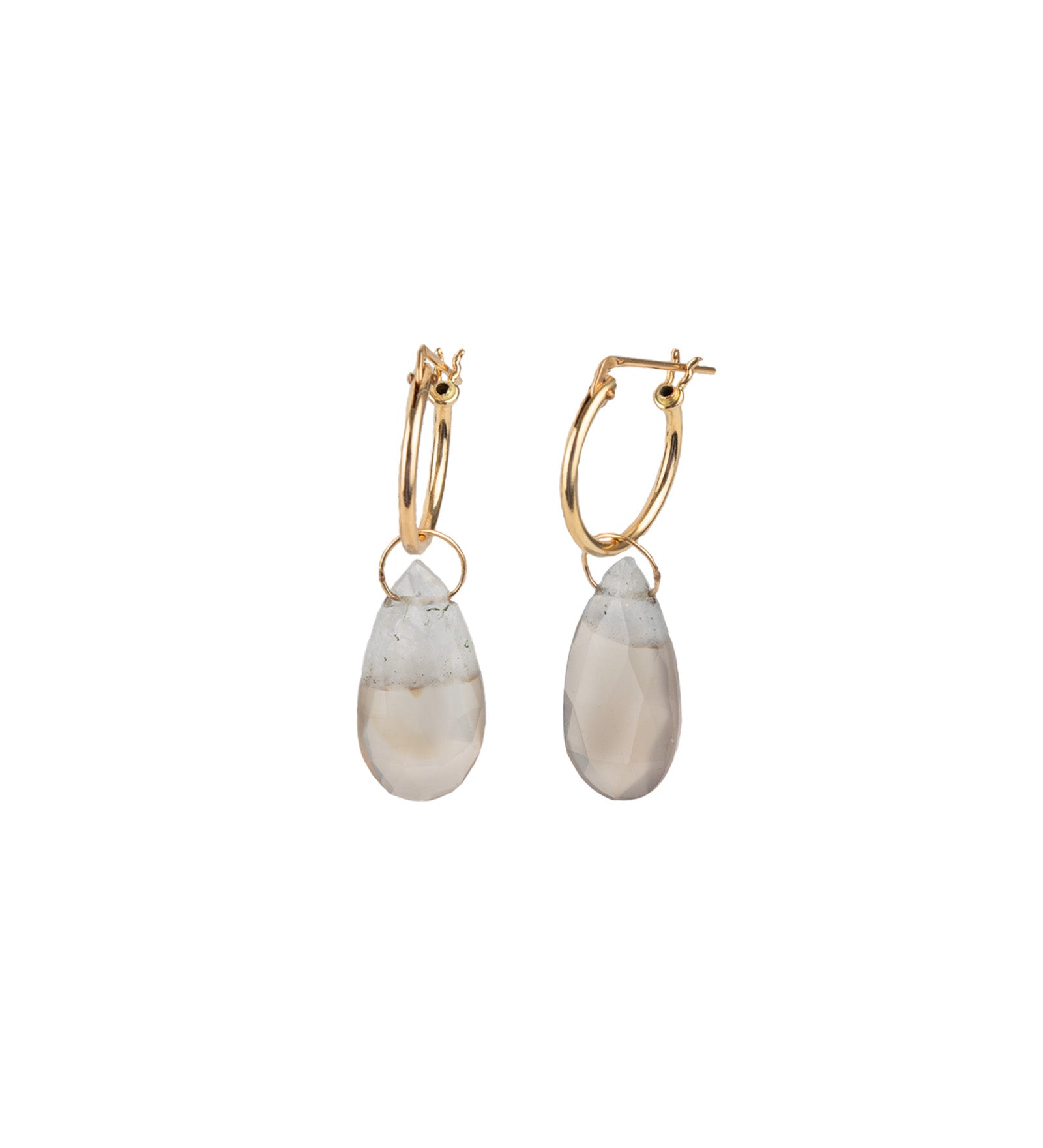 Gem Jar-Teardrop Champagne Agate Drop Huggies-Earrings-14k Gold Filled, Champagne Agate-Blue Ruby Jewellery-Vancouver Canada