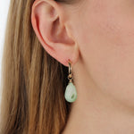 Gem Jar-Pear Green Opal Drop Huggies-Earrings-Blue Ruby Jewellery-Vancouver Canada