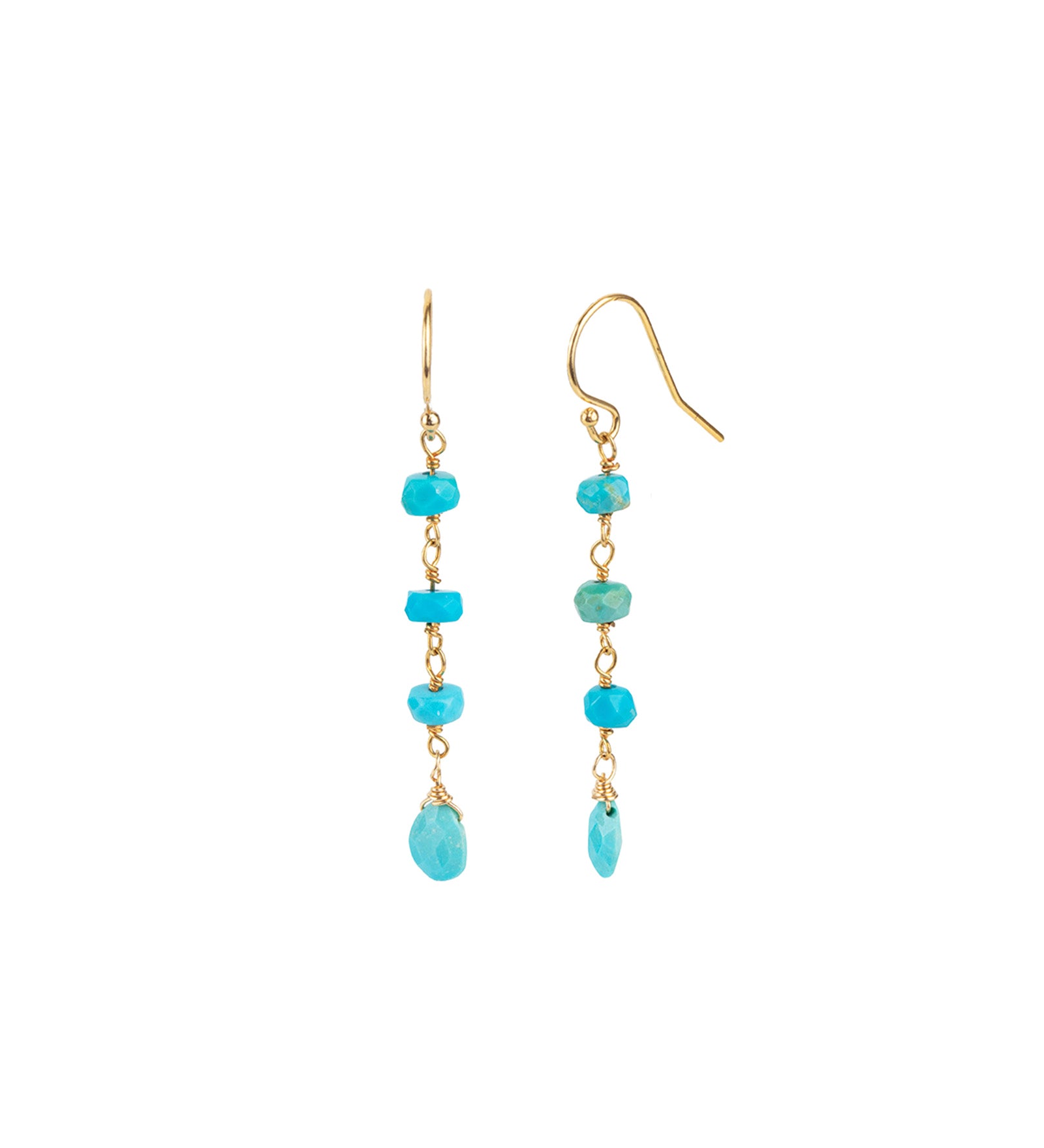 Gem Jar-Turquoise Wrap Drop Hooks-Earrings-14k Gold Filled, 14k Gold Vermeil, Turquoise-Blue Ruby Jewellery-Vancouver Canada