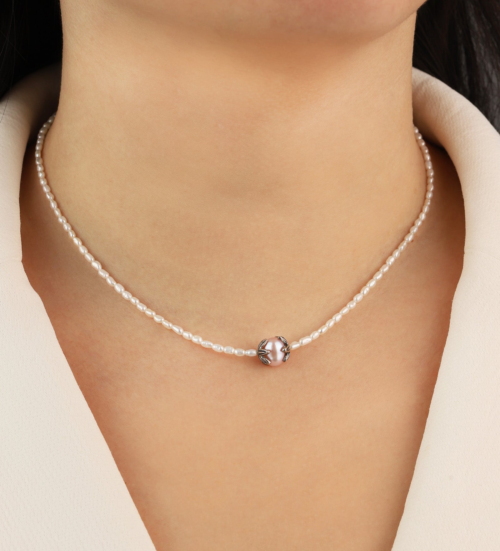 Gem Jar-Rice Pearl Charm Necklace-Necklaces-Blue Ruby Jewellery-Vancouver Canada