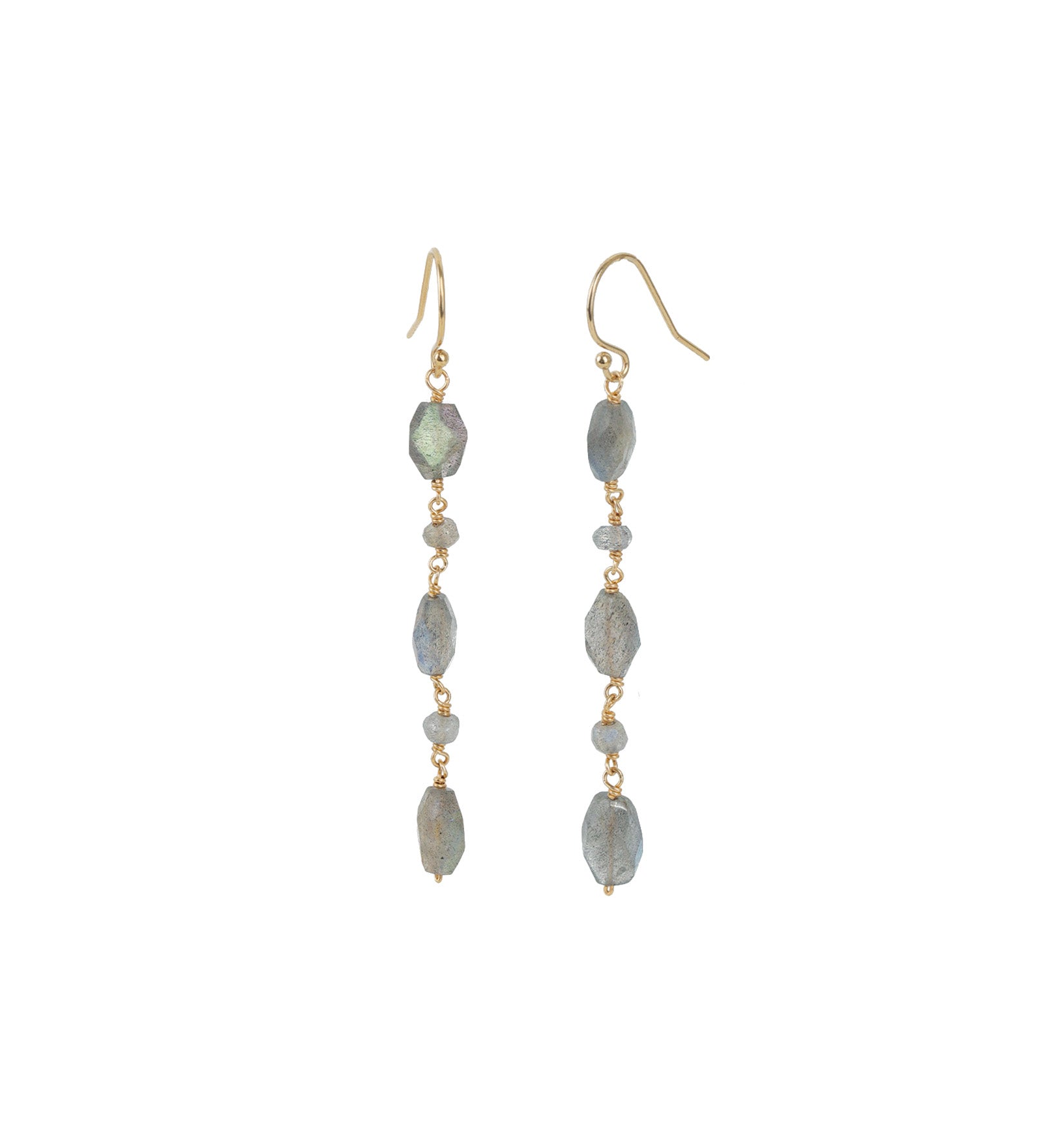 Gem Jar-Oval Labradorite Mixed Drop Hooks-Earrings-14k Gold Filled, Labradorite-Blue Ruby Jewellery-Vancouver Canada