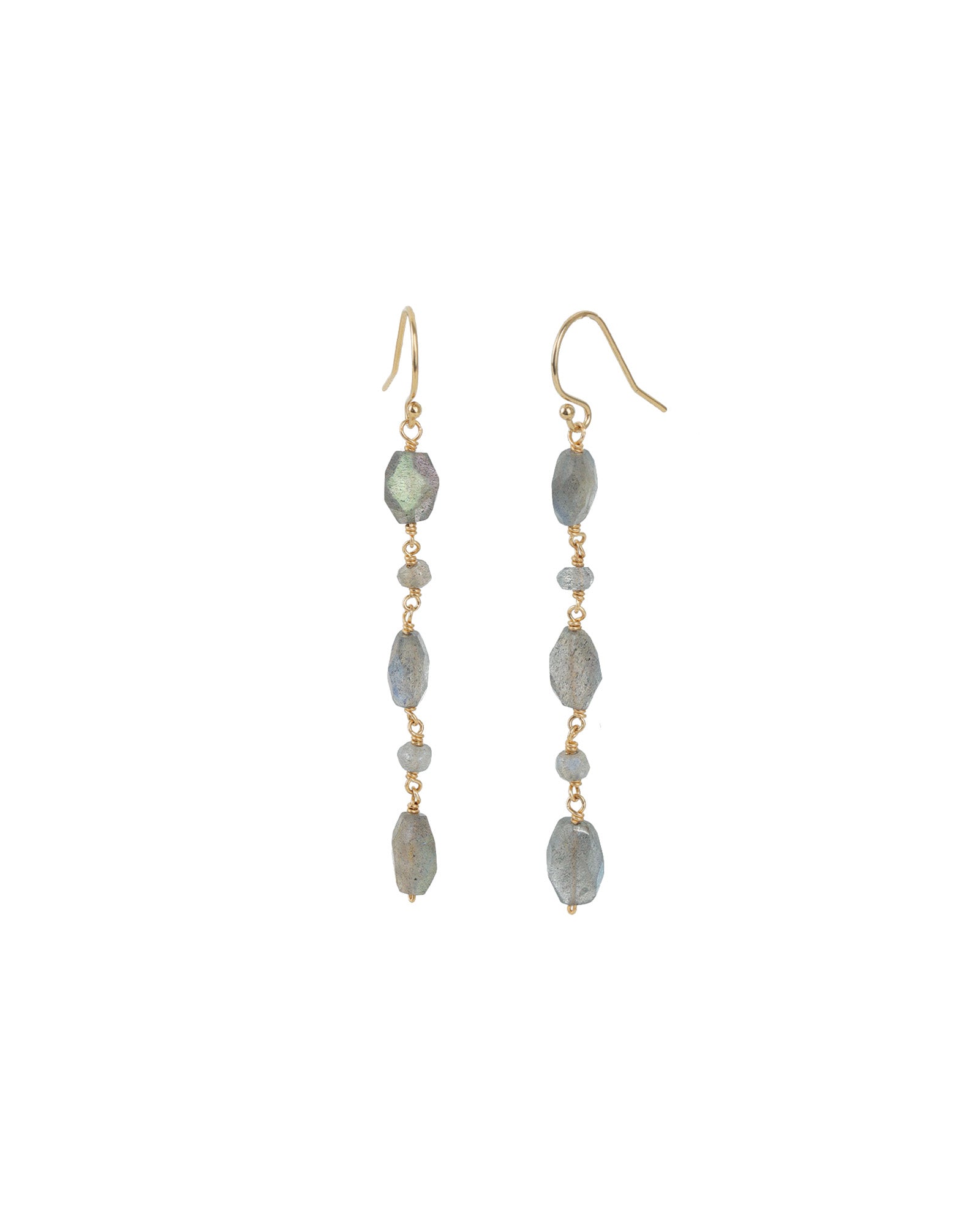 Gem Jar-Oval Labradorite Mixed Drop Hooks-Earrings-14k Gold Filled, Labradorite-Blue Ruby Jewellery-Vancouver Canada