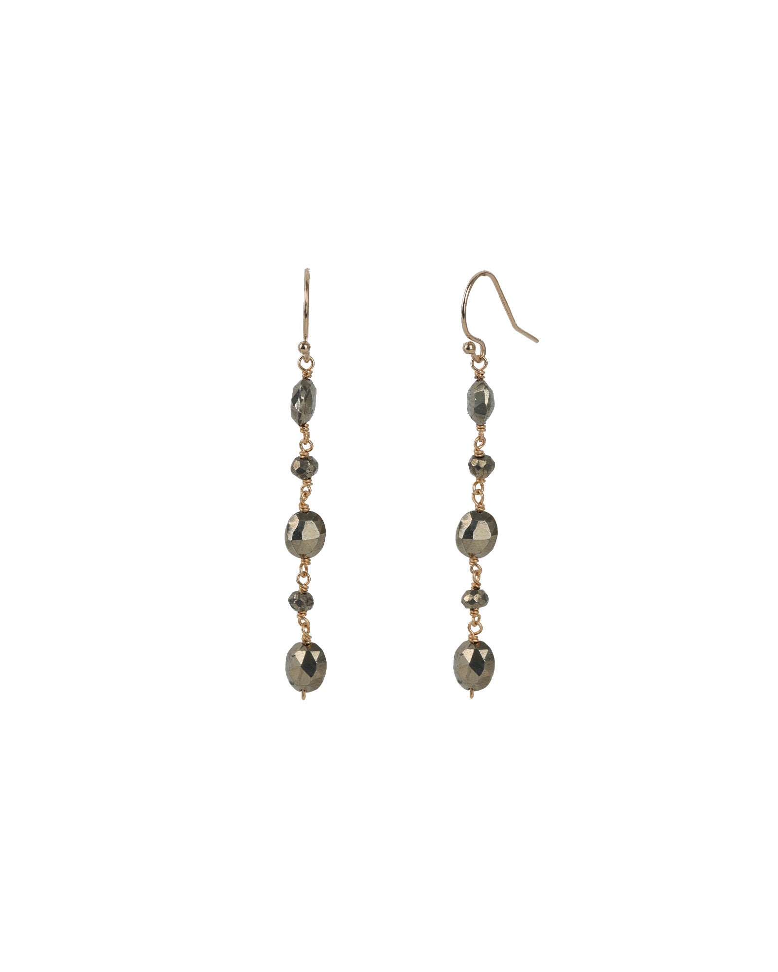 Gem Jar-Oval Pyrite Mixed Drop Hooks-Earrings-14k Gold Filled, Pyrite-Blue Ruby Jewellery-Vancouver Canada