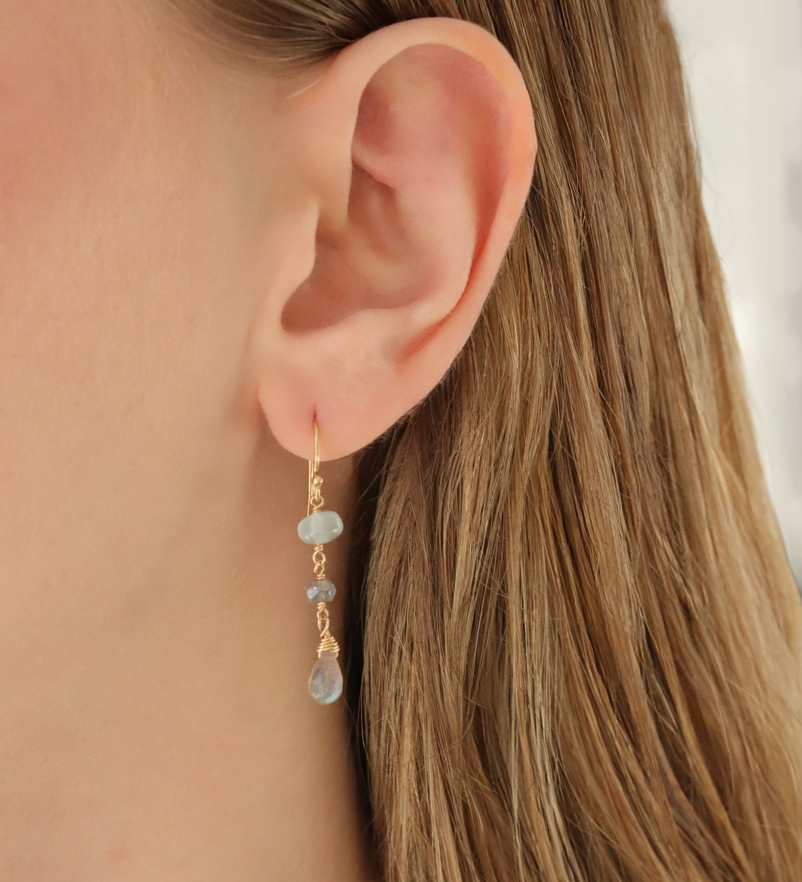 Gem Jar-Teardrop Mixed Stone Hooks-Earrings-Blue Ruby Jewellery-Vancouver Canada