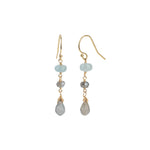 Teardrop Mixed Stone Hooks 14k Gold Filled, Aquamarine, Mystic Labradorite
