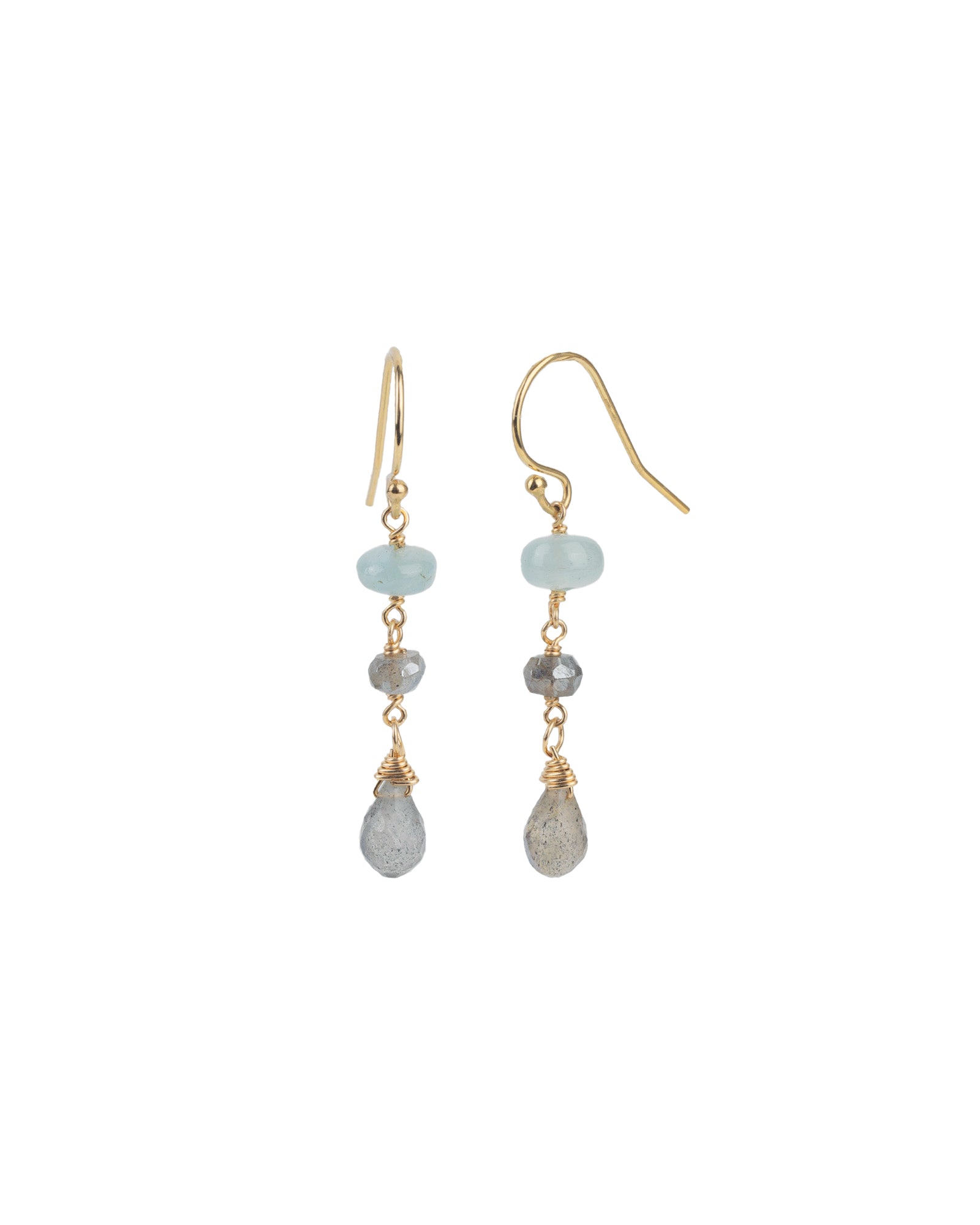 Teardrop Mixed Stone Hooks 14k Gold Filled, Aquamarine, Mystic Labradorite