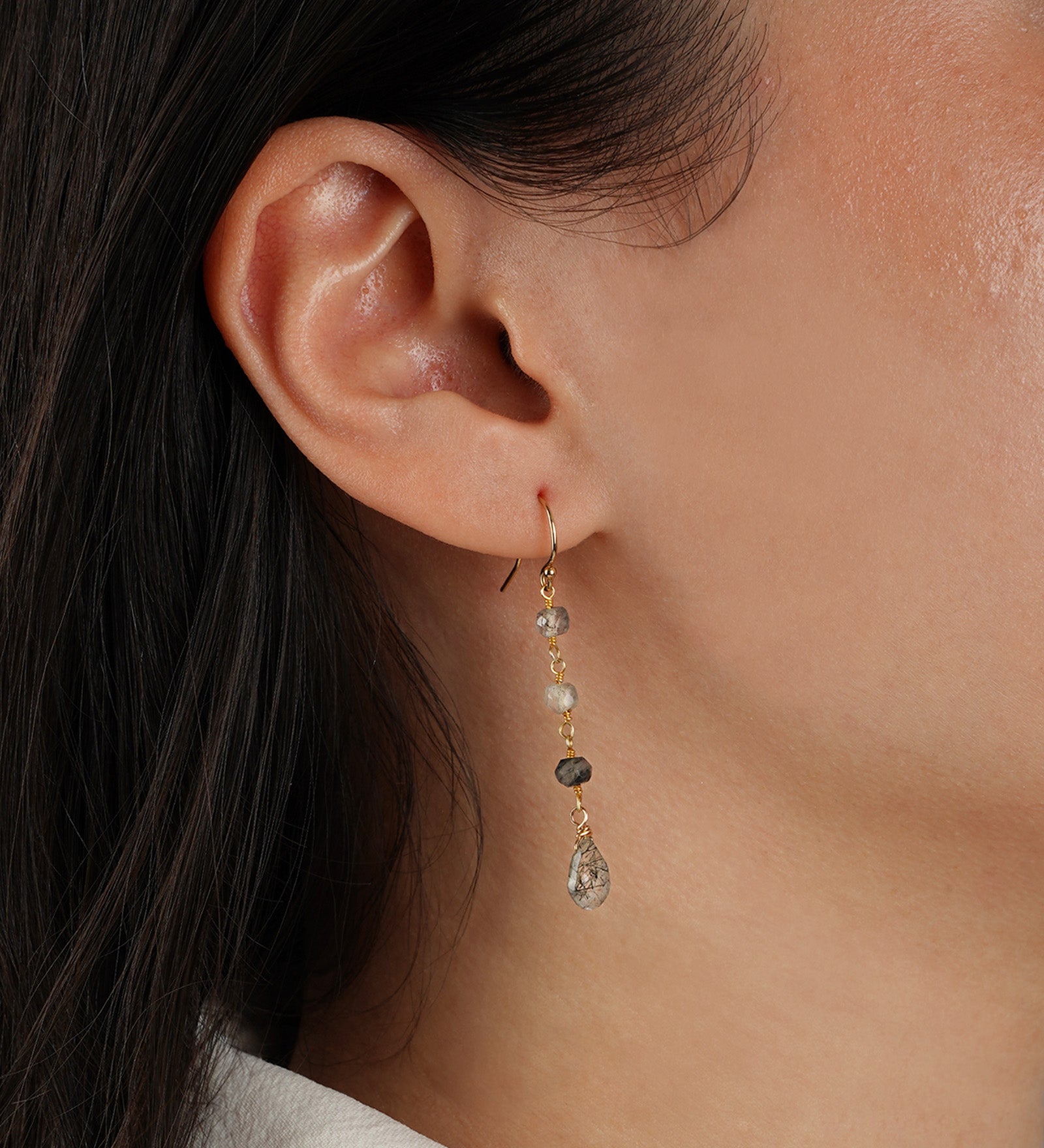 Stoned By Gem Jar-Rutilated Quartz Wire Wrapped Drop Hooks-Earrings-Blue Ruby Jewellery-Vancouver Canada