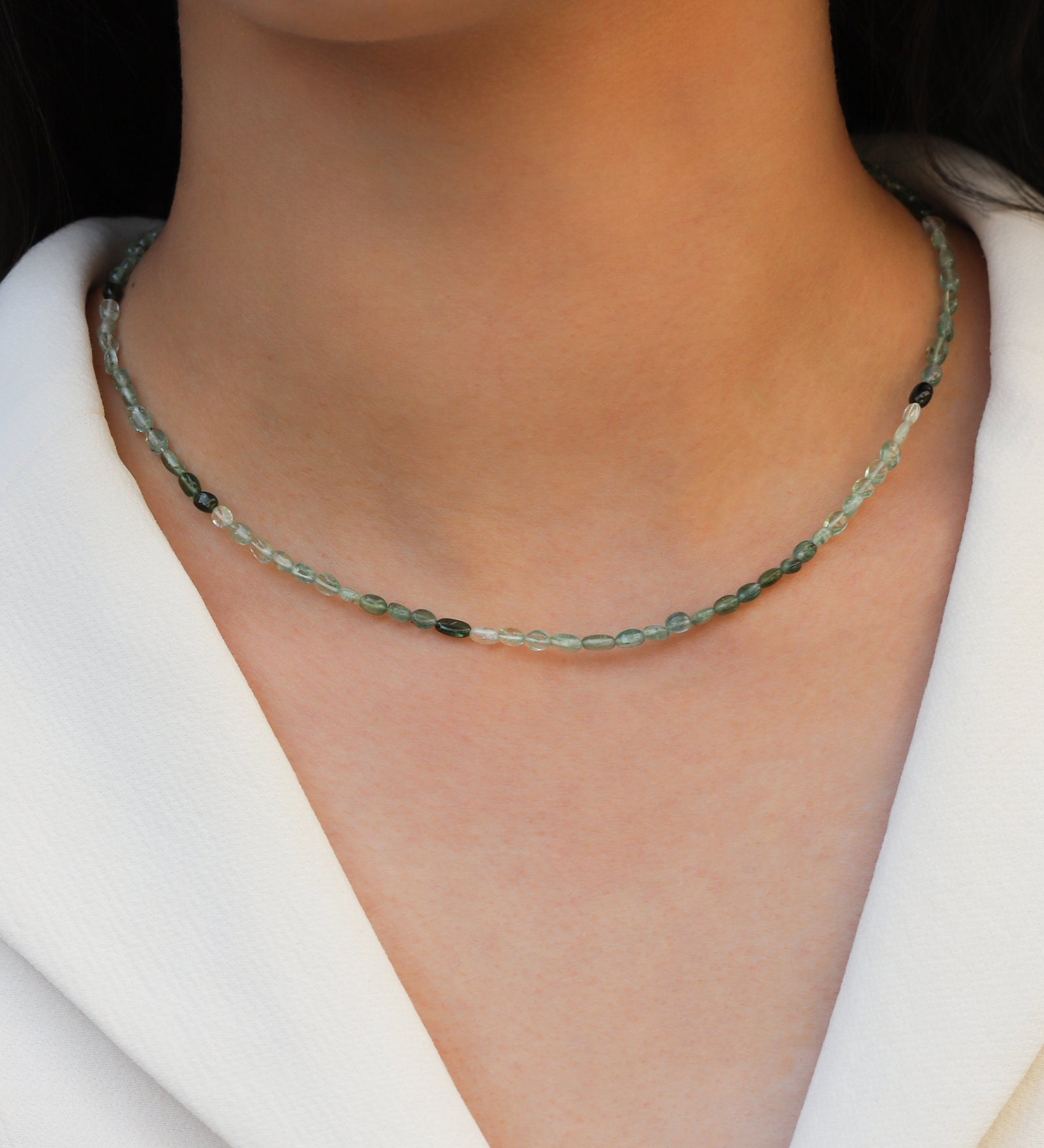 Gem Jar-Oval Green Tourmaline Beaded Necklace-Necklaces-Blue Ruby Jewellery-Vancouver Canada