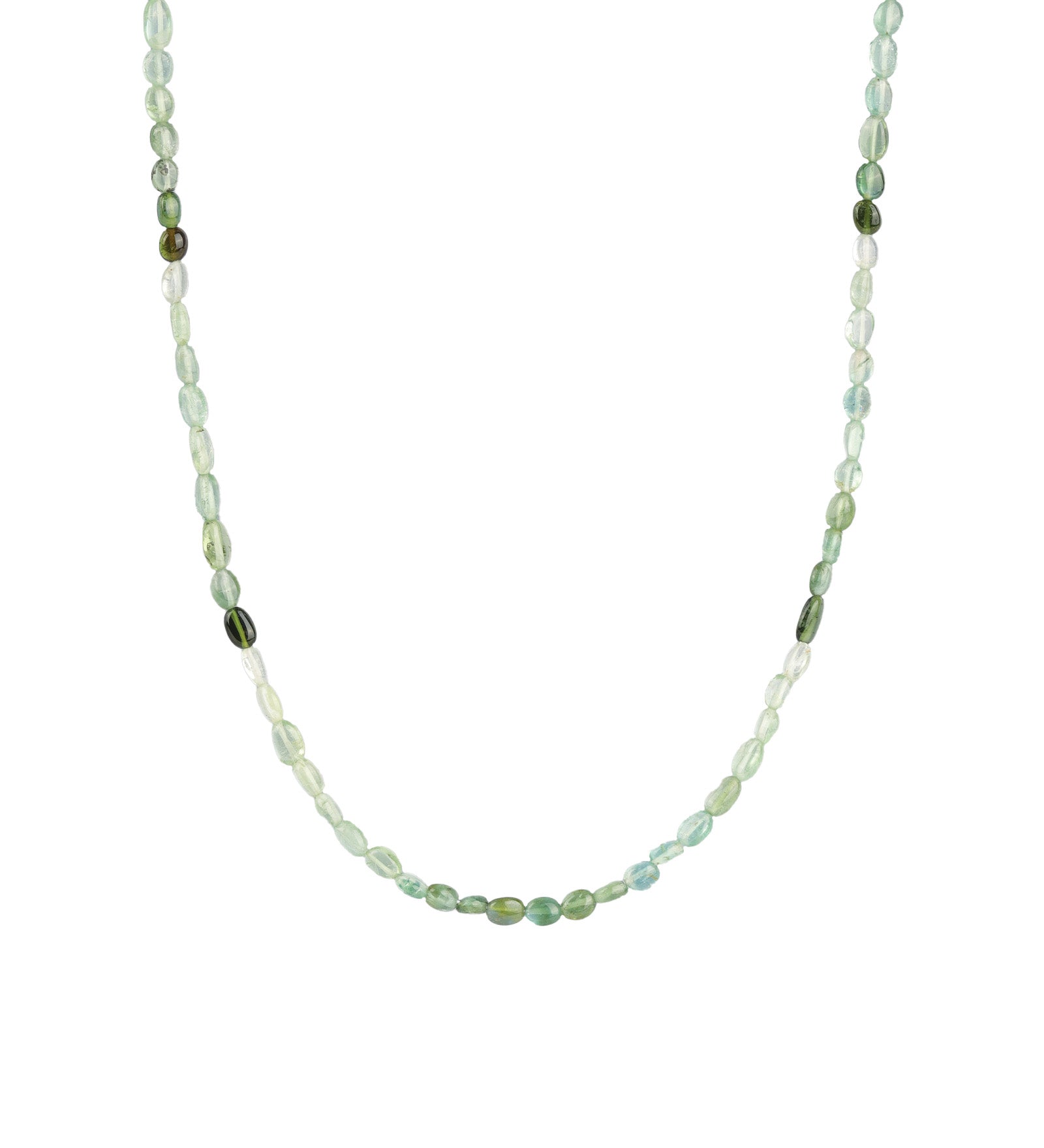 Oval Green Torumaline Beaded Necklace | 4mm 14k Gold Filled, Green Tourmaline