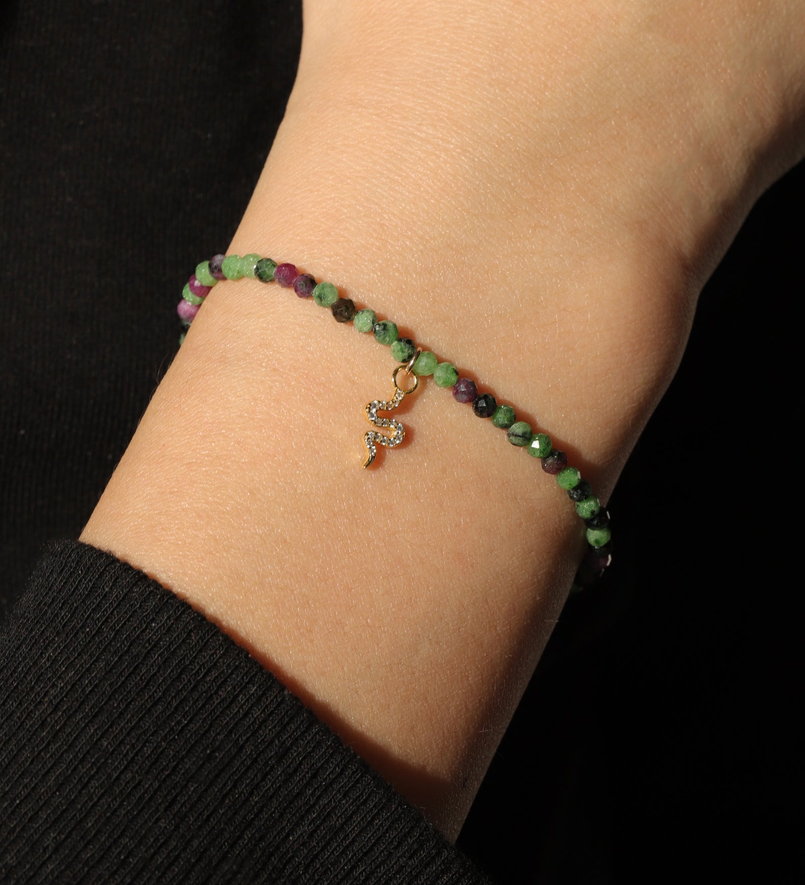 Gem Jar-Snake Charm Stone Bracelet | 2.5-3mm-Bracelets-Blue Ruby Jewellery-Vancouver Canada