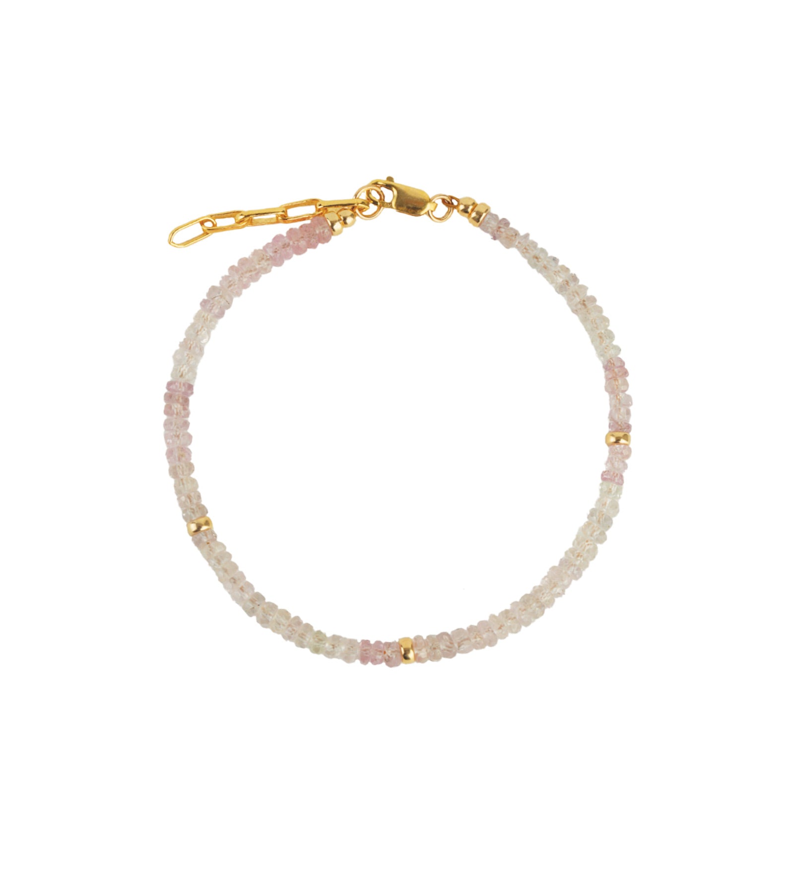 Gem Jar-Three Rondelle Pink Sapphire Stone Bracelet | 3mm-Bracelets-14k Gold Filled, Pink Sapphire-Blue Ruby Jewellery-Vancouver Canada