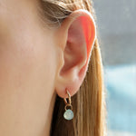 Gem Jar-Aqua Chalcedony Heart Floating Drop Huggies | 12mm-Earrings-Blue Ruby Jewellery-Vancouver Canada
