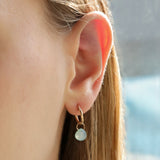 Gem Jar-Aqua Chalcedony Heart Floating Drop Huggies | 12mm-Earrings-Blue Ruby Jewellery-Vancouver Canada