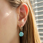 Gem Jar-Blue Chalcedony Heart Floating Drop Huggies | 15mm-Earrings-Blue Ruby Jewellery-Vancouver Canada