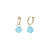 Heart Stone Floating Huggies | 15mm 14k Gold Filled, Blue Chalcedony