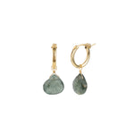 Heart Stone  Huggies | 15mm 14k Gold Filled, Moss Aquamarine