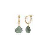Heart Stone  Huggies | 15mm 14k Gold Filled, Moss Aquamarine