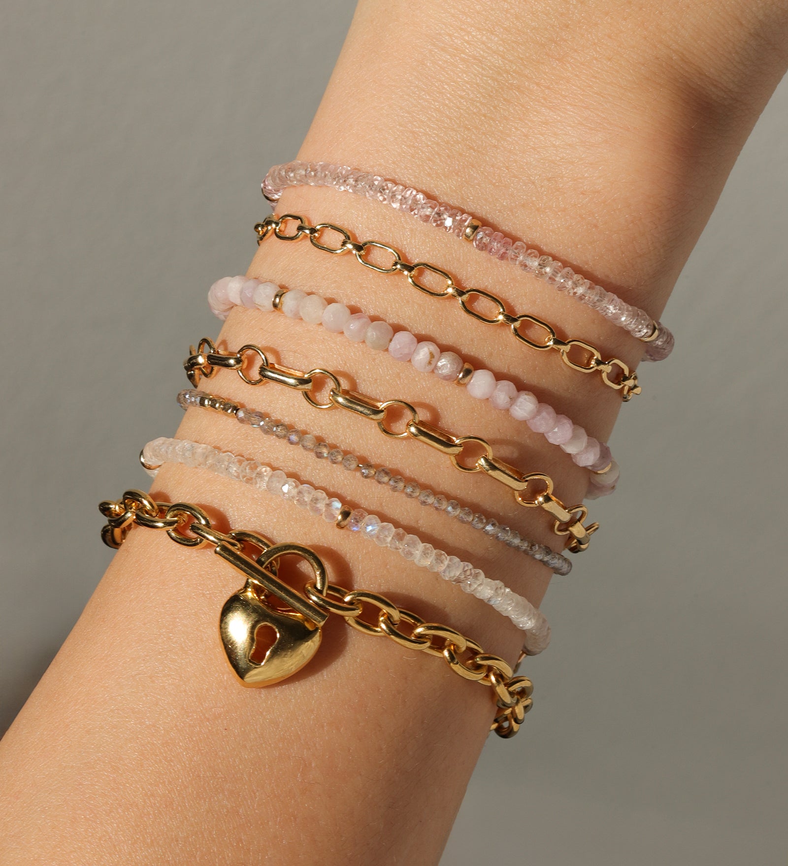 Gem Jar-Rainbow Moonstone Three Rondelle Stone Bracelet | 3mm-Bracelets-Blue Ruby Jewellery-Vancouver Canada