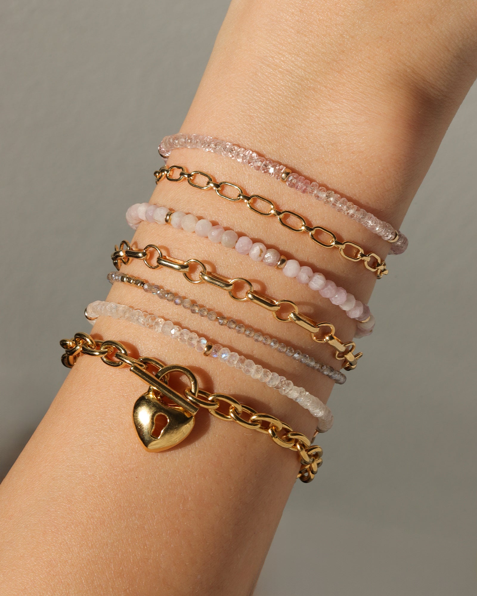 Gem Jar-Rainbow Moonstone Three Rondelle Stone Bracelet | 3mm-Bracelets-Blue Ruby Jewellery-Vancouver Canada