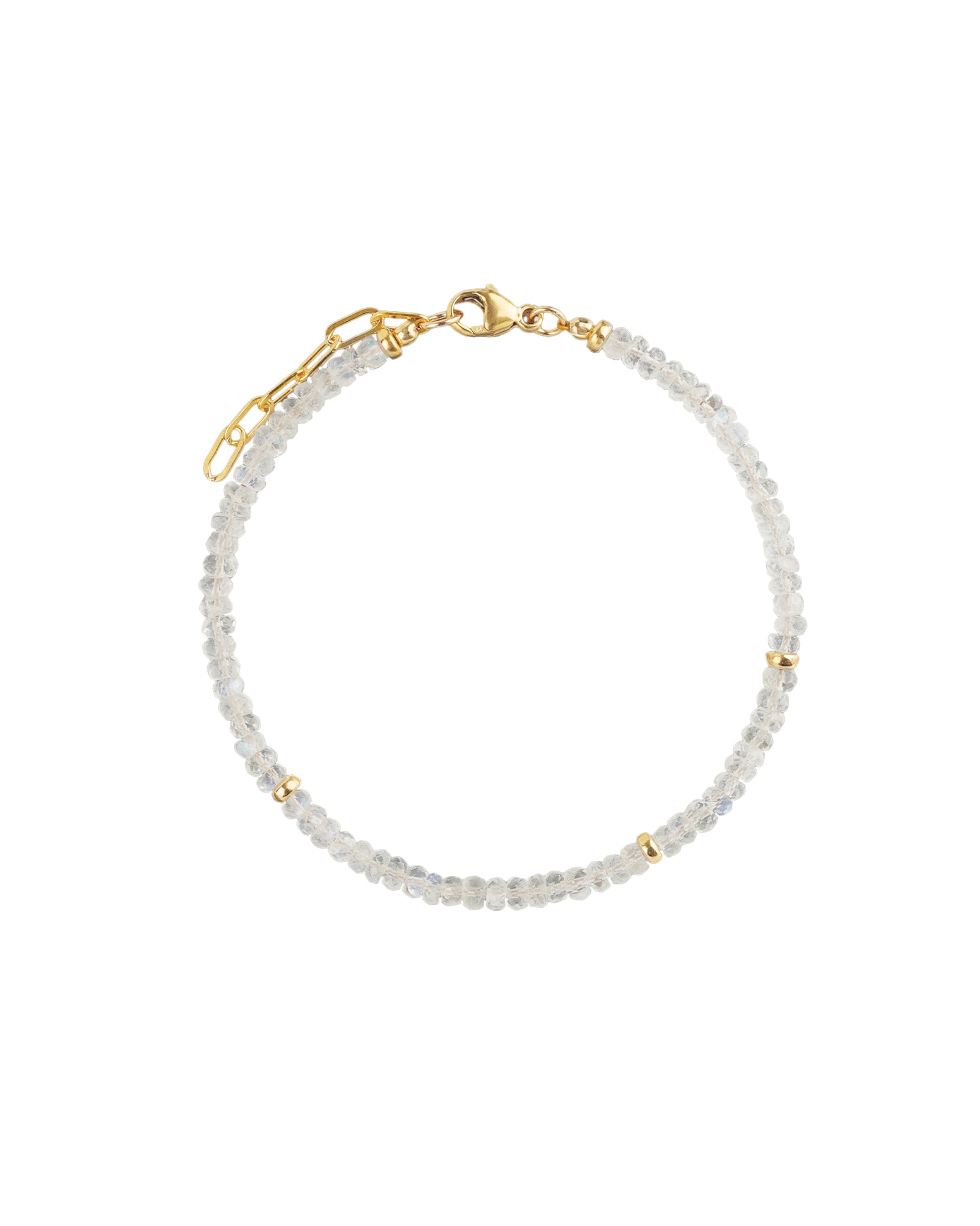 Gem Jar-Rainbow Moonstone Three Rondelle Stone Bracelet | 3mm-Bracelets-14k Gold Filled, Rainbow Moonstone-Blue Ruby Jewellery-Vancouver Canada