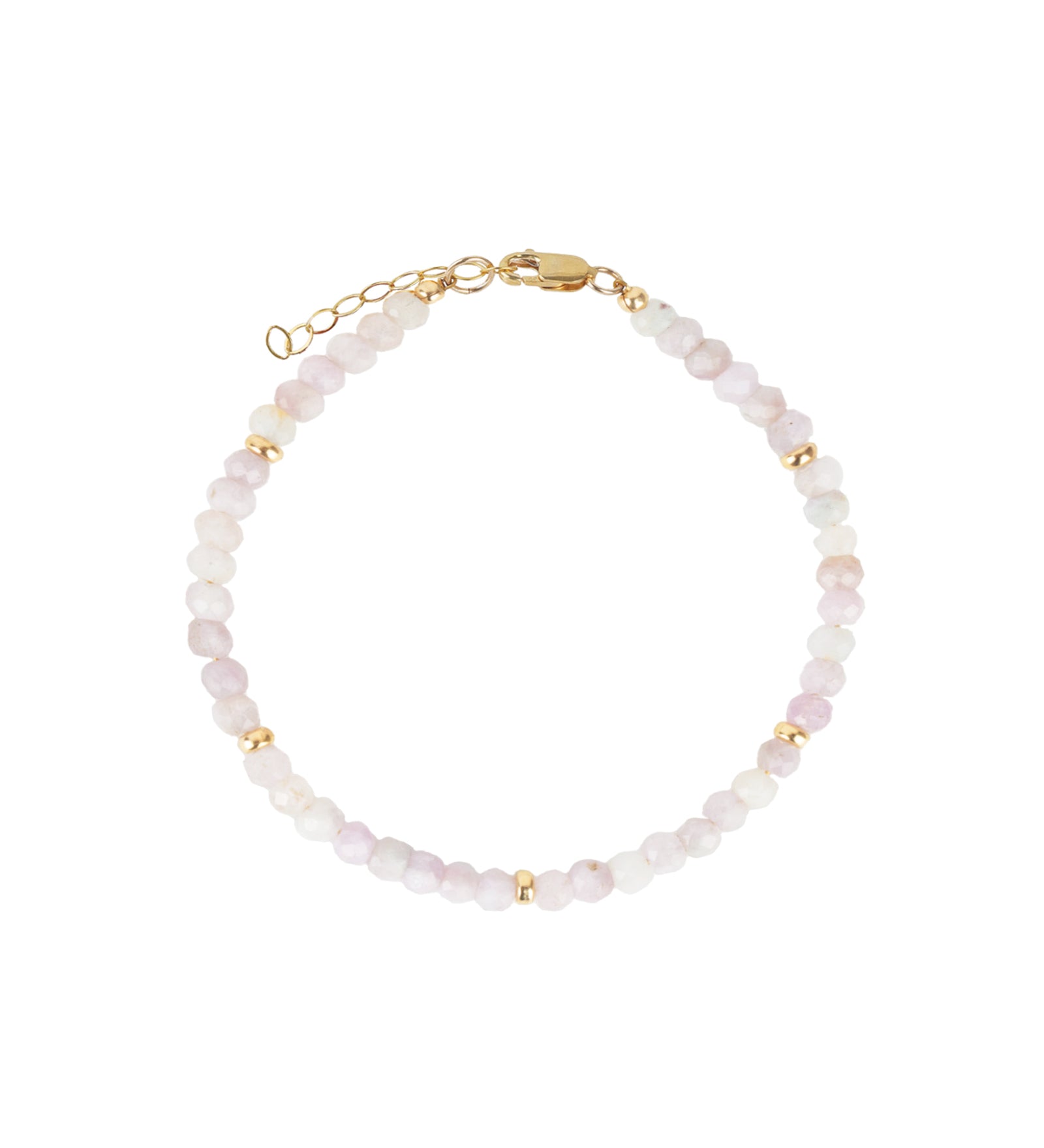 Kunzite Five Rondelle Stone Bracelet | 4mm 14k Gold Filled, Kunzite