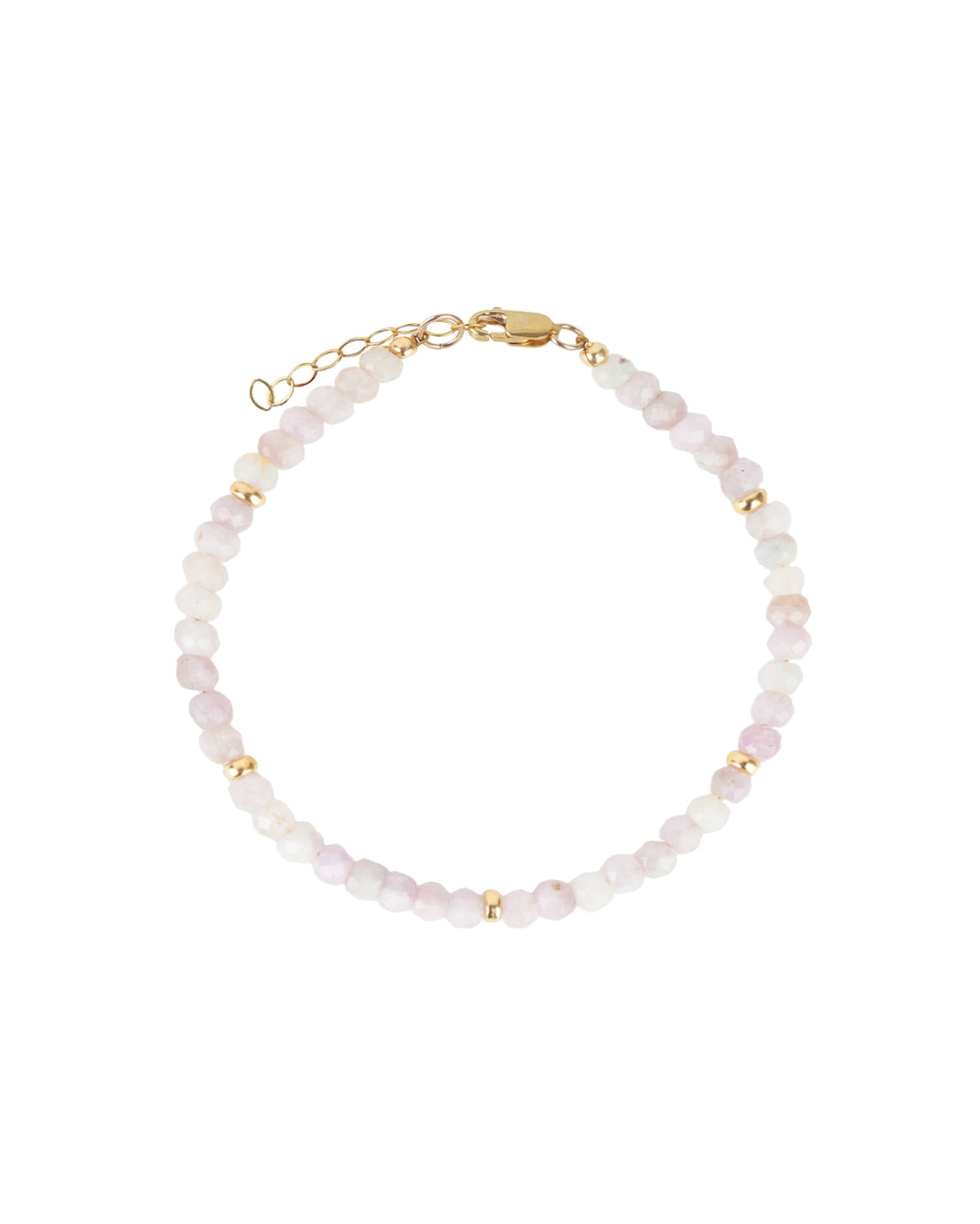 Kunzite Five Rondelle Stone Bracelet | 4mm 14k Gold Filled, Kunzite