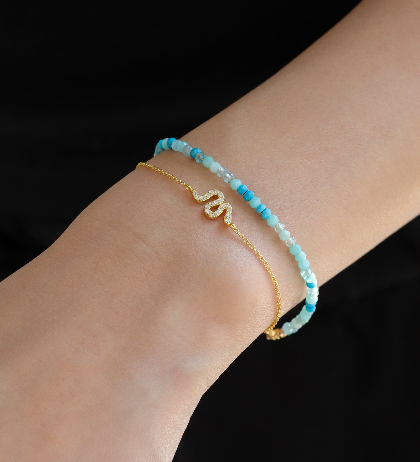 Blue Mix Stone Bracelet | 2-3mm 14k Gold Filled, Amazonite, Apatite