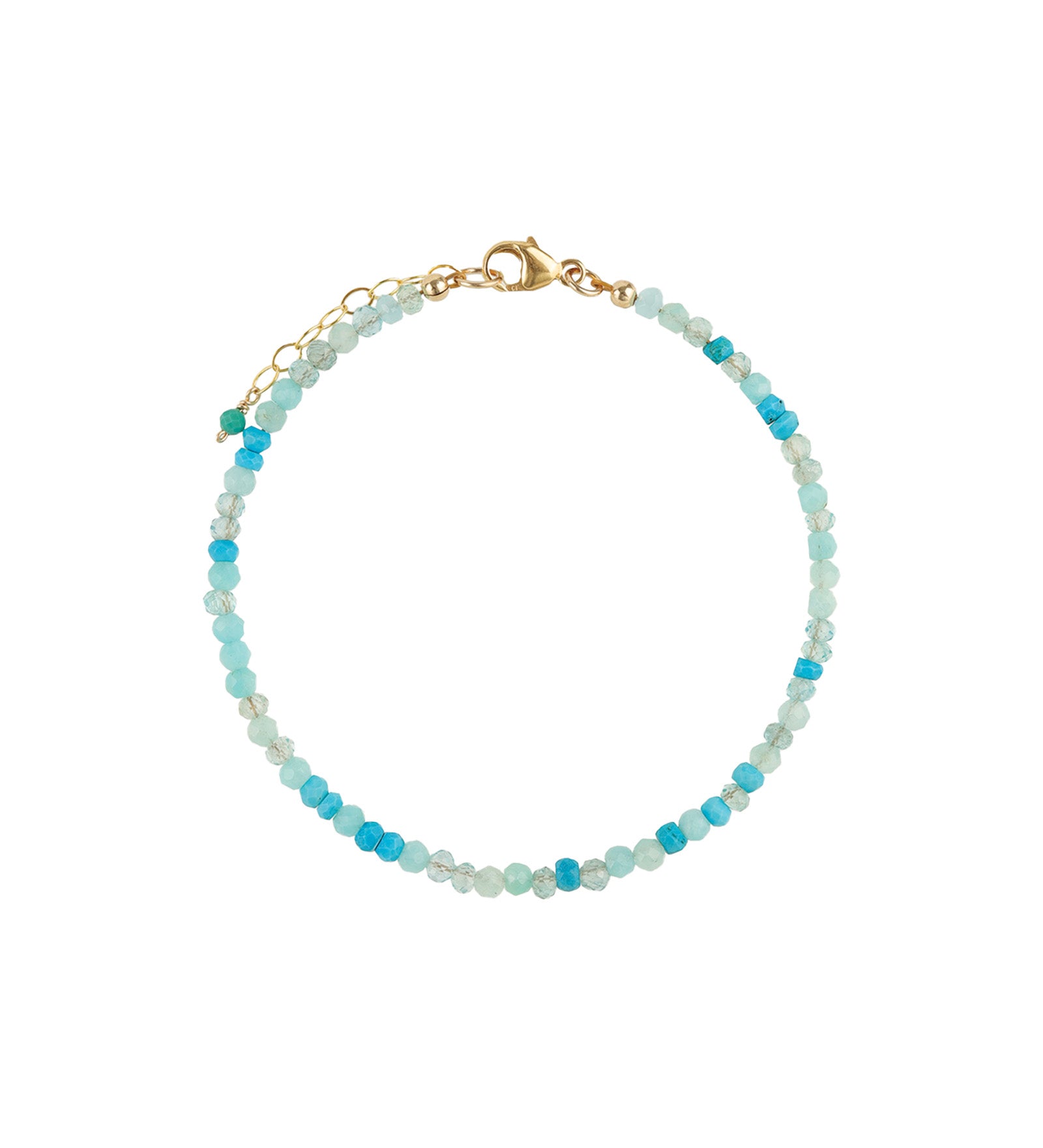 Blue Mix Stone Bracelet | 2-3mm 14k Gold Filled, Amazonite, Apatite