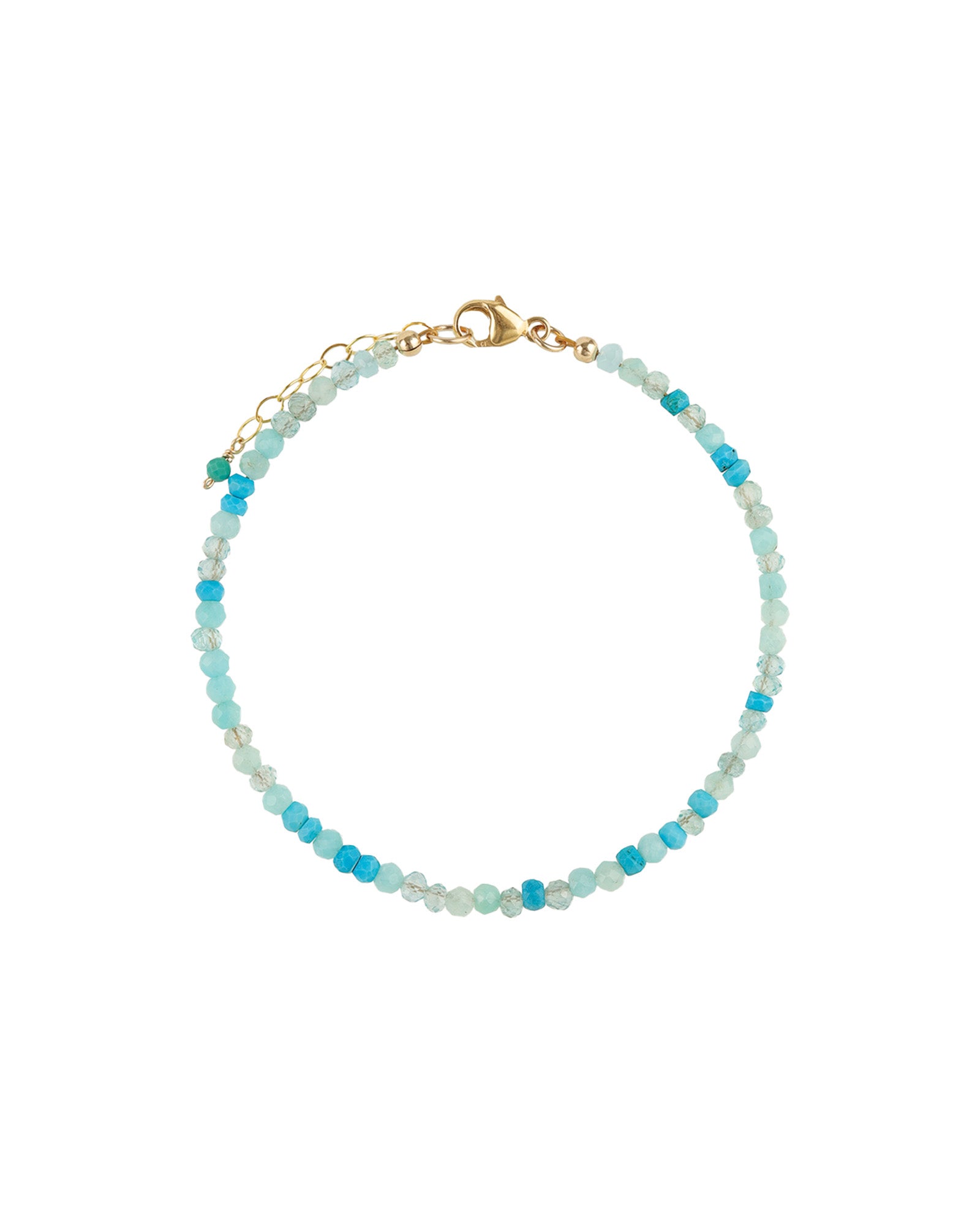 Blue Mix Stone Bracelet | 2-3mm 14k Gold Filled, Amazonite, Apatite