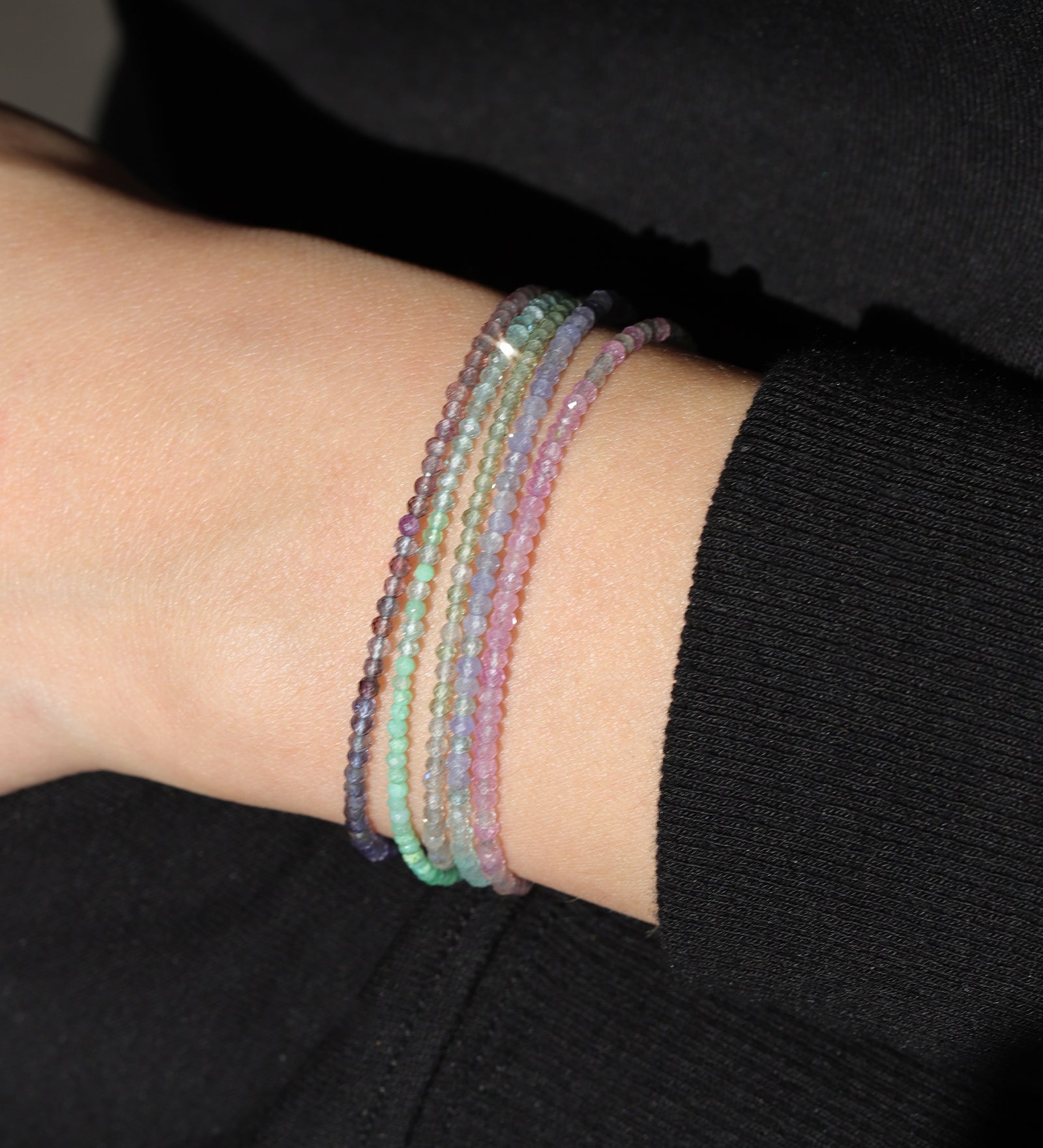 Five Wrap Stone Bracelet | 2mm 14k Gold Filled, Rainbow Mix