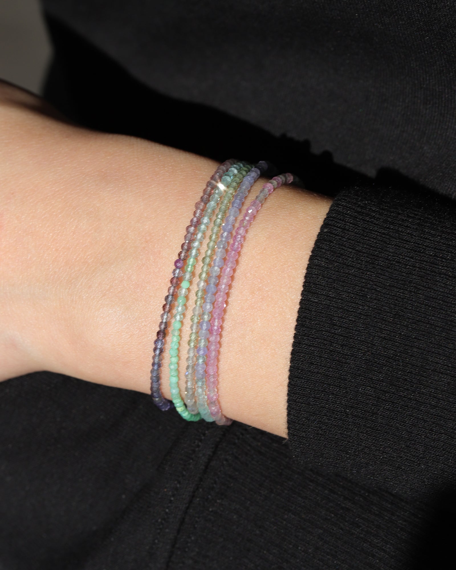 Five Wrap Stone Bracelet | 2mm 14k Gold Filled, Rainbow Mix