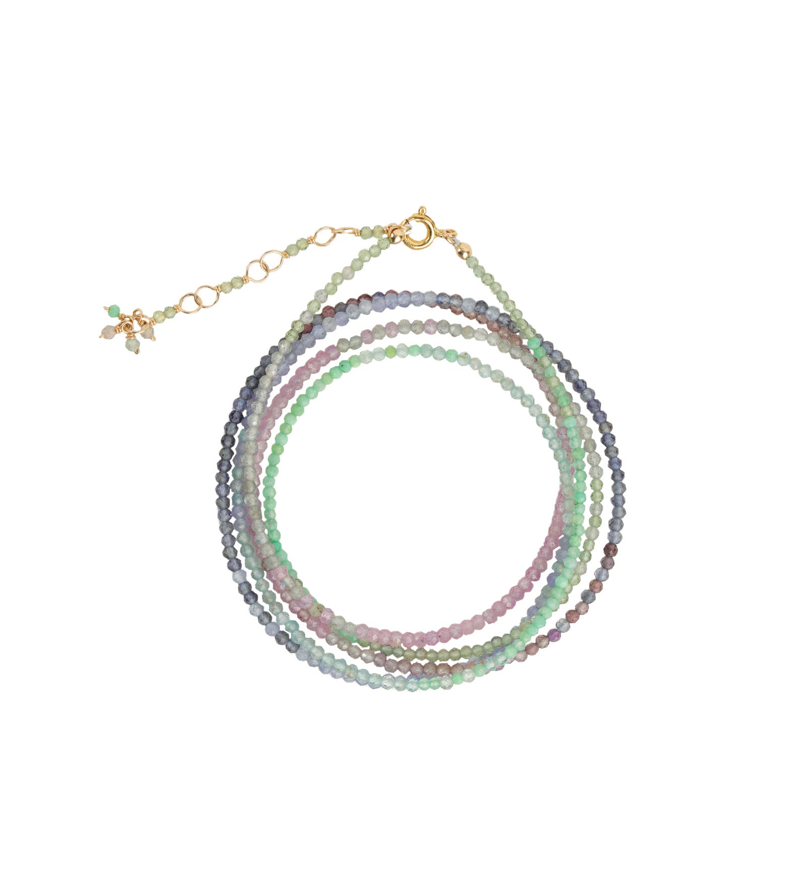 Five Wrap Stone Bracelet | 2mm 14k Gold Filled, Rainbow Mix