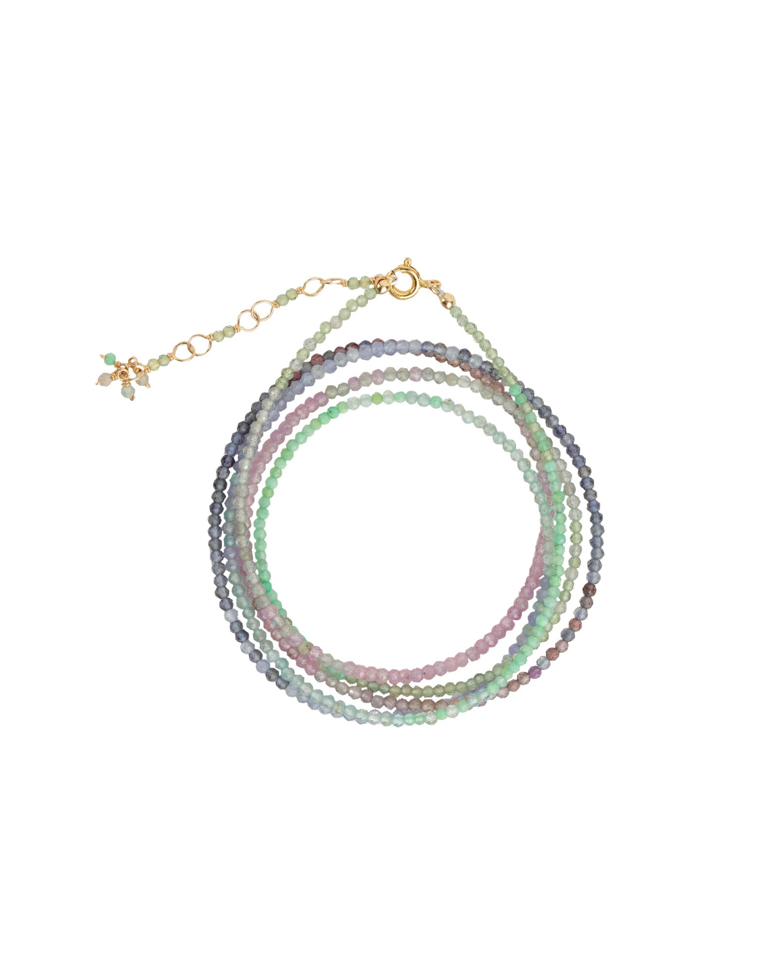 Five Wrap Stone Bracelet | 2mm 14k Gold Filled, Rainbow Mix