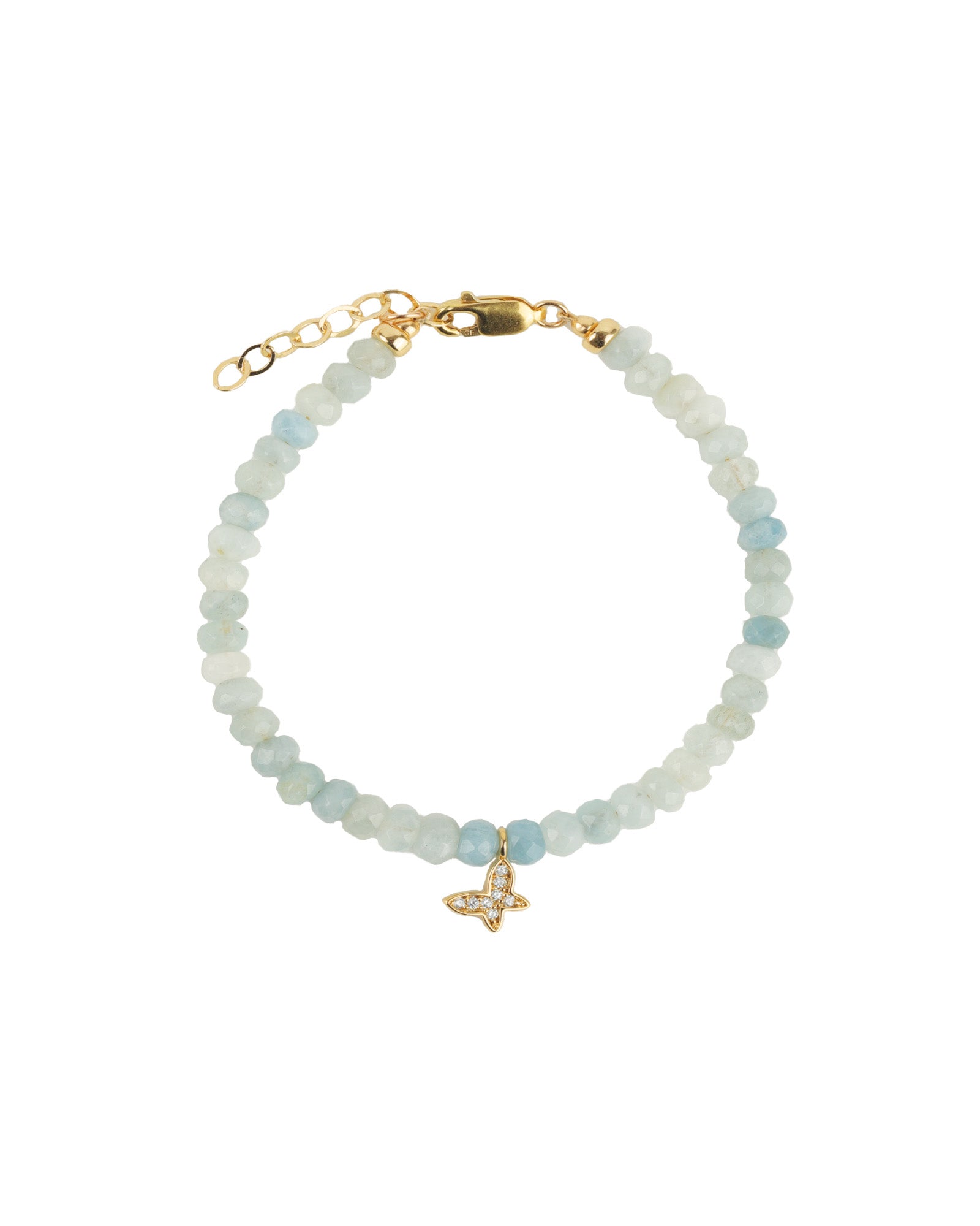 Butterfly Drop Aquamarine Bracelet | 5mm 14k Gold Filled, Aquamarine, Cubic Zirconia