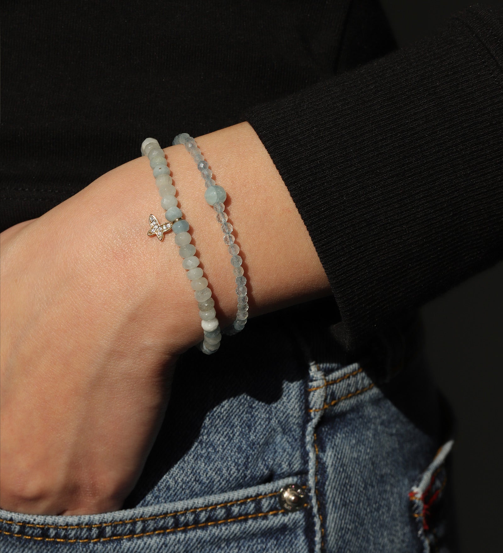 Aquamarine Single 6mm Rondelle Bracelet | 3.5mm 14k Gold Filled, Aquamarine
