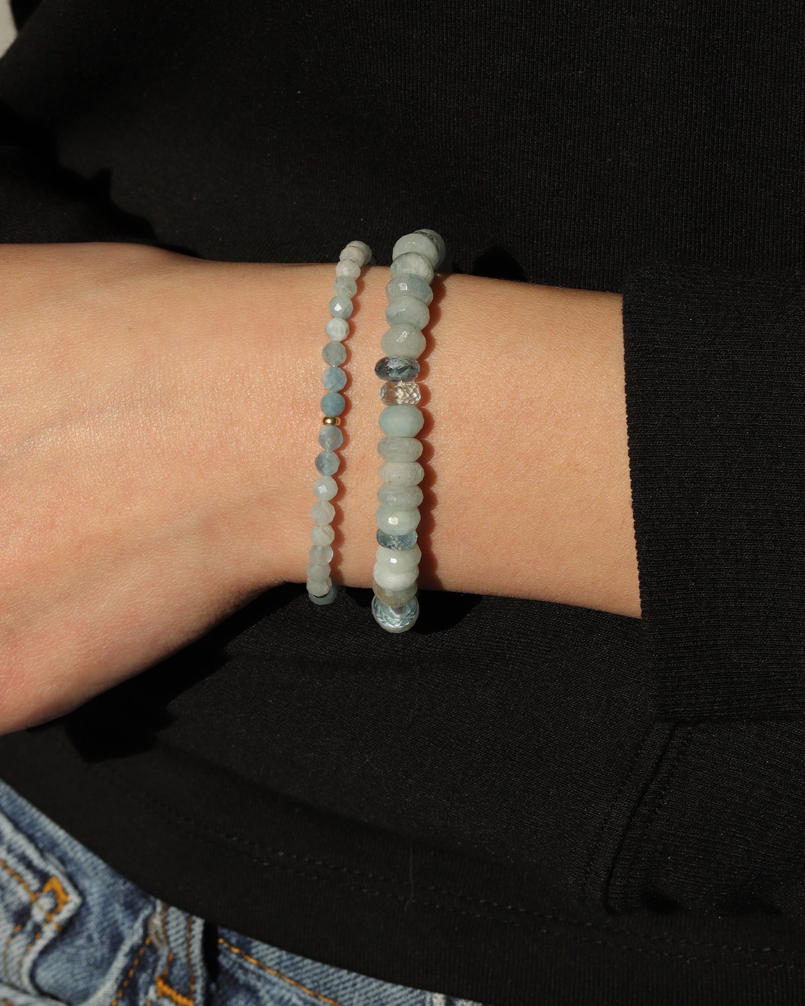 Aquamarine Nugget Bracelet | 4mm 14k Gold Filled, Aquamarine