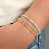Aquamarine Sphere Beaded Bracelet | 4mm
