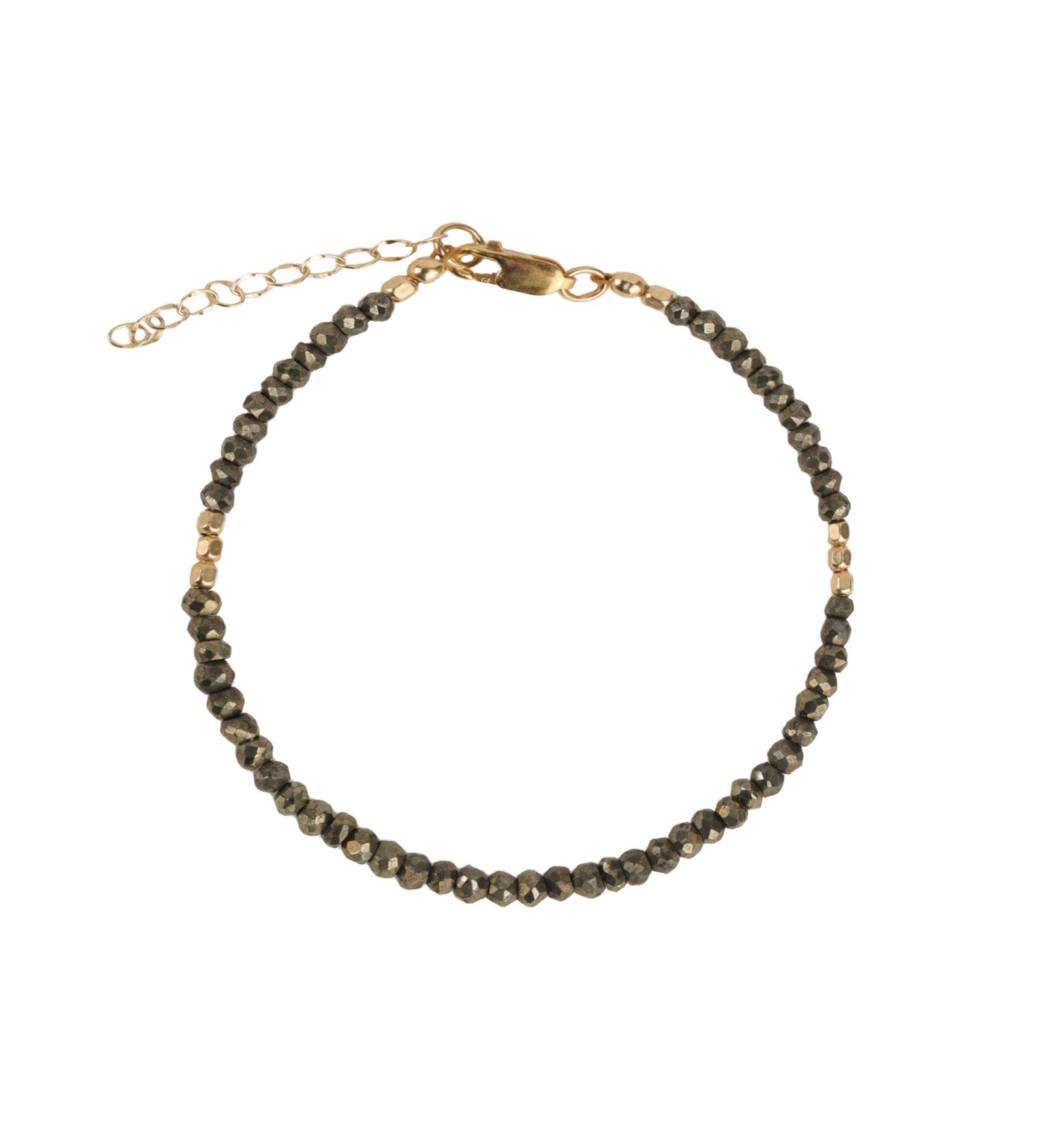 Pyrite Nugget Bracelet | 3mm 14k Gold Filled, Pyrite