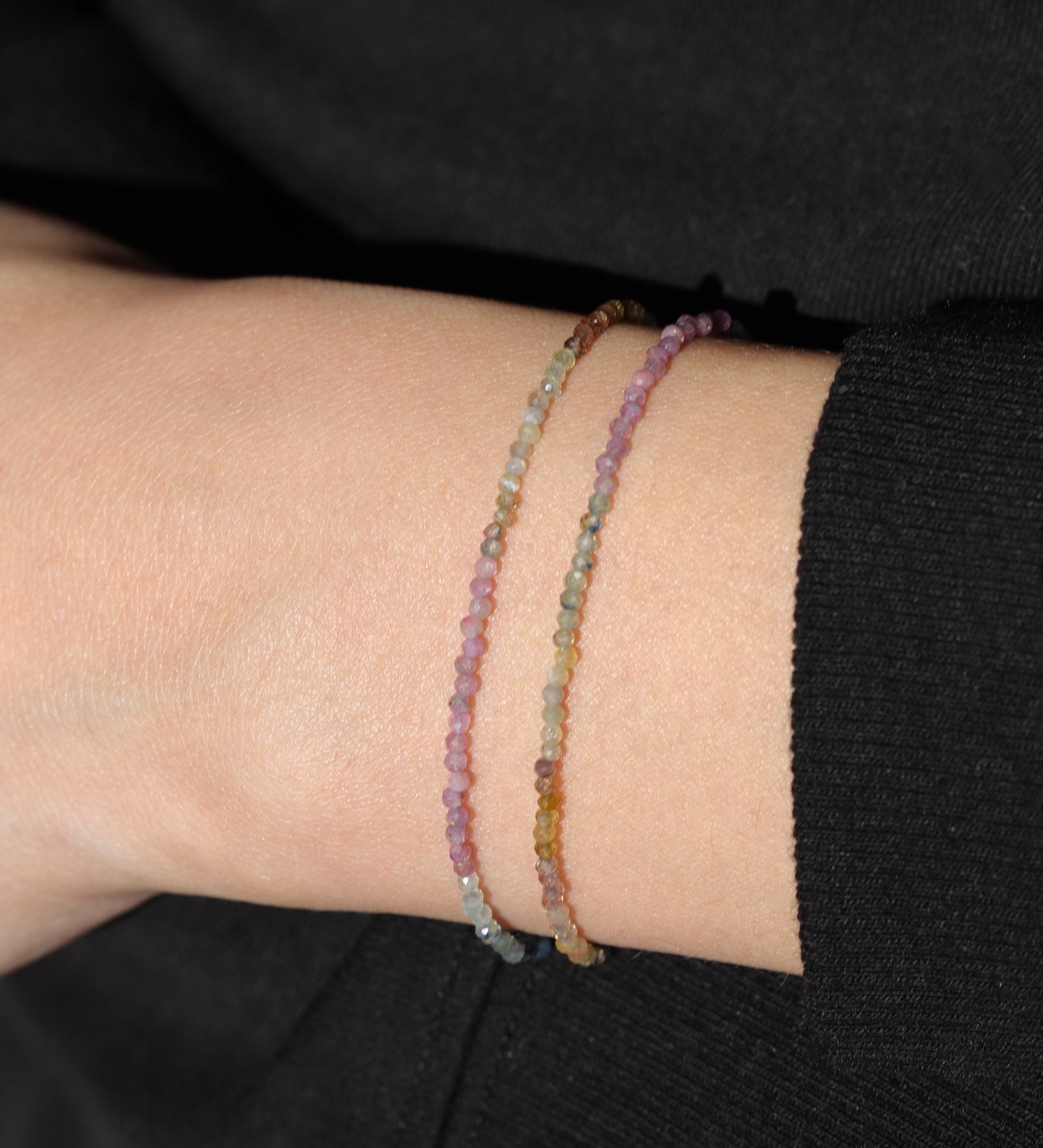Gem Jar-Two Row Stone Wrap Bracelet-Bracelets-Blue Ruby Jewellery-Vancouver Canada