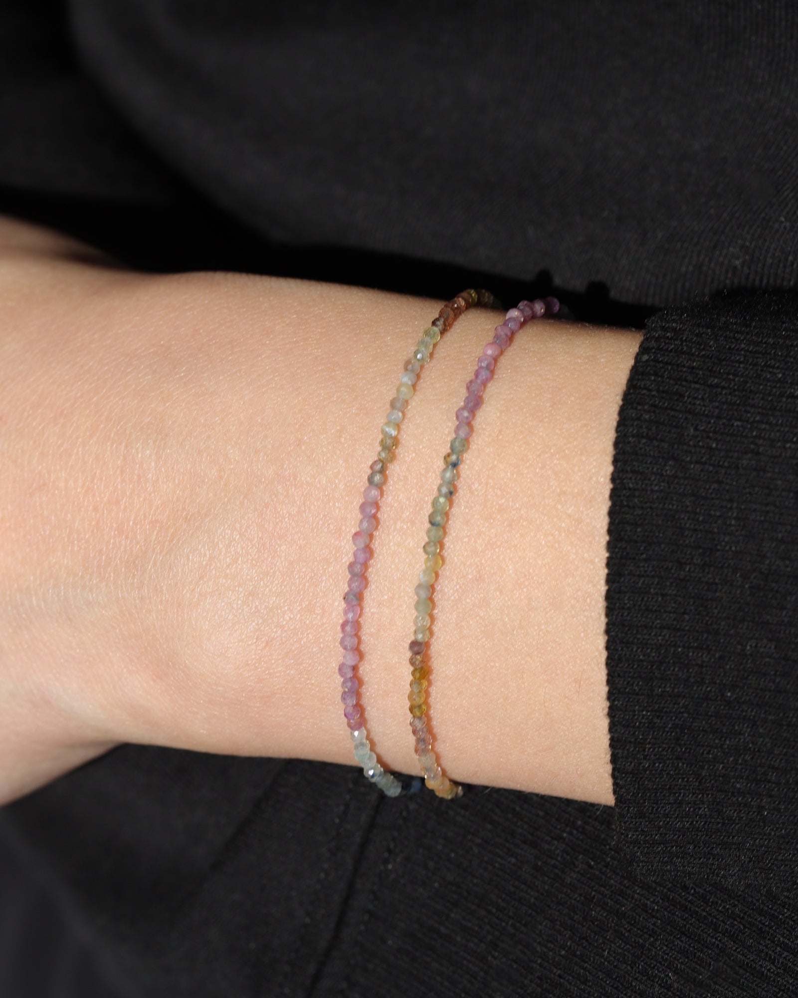 Gem Jar-Two Row Stone Wrap Bracelet-Bracelets-Blue Ruby Jewellery-Vancouver Canada