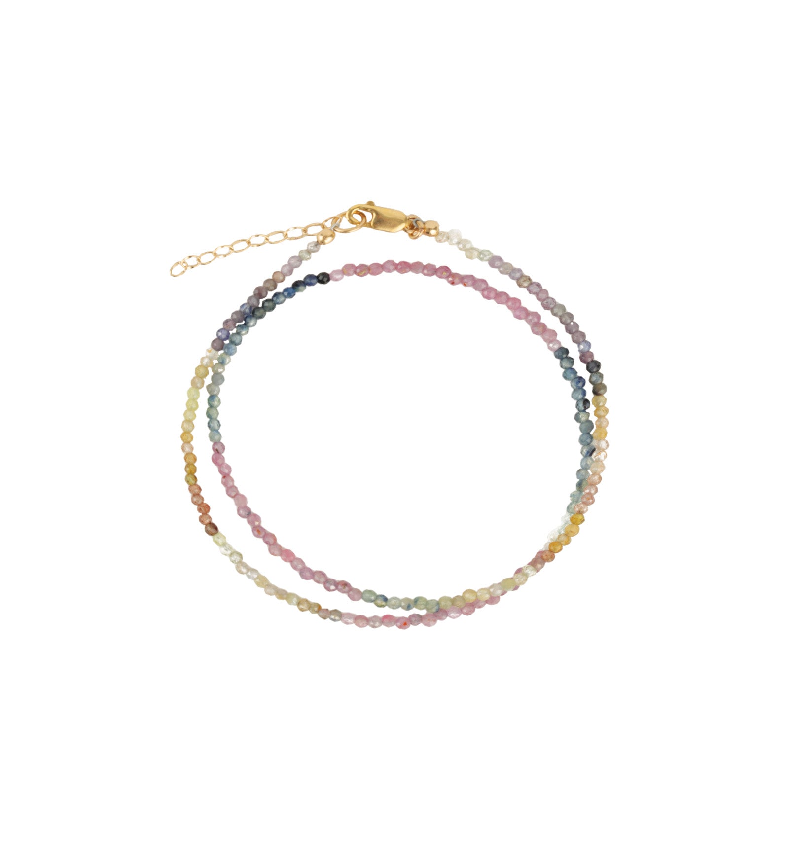Two Row Stone Wrap Bracelet 14k Gold Filled, Sapphire, Ruby