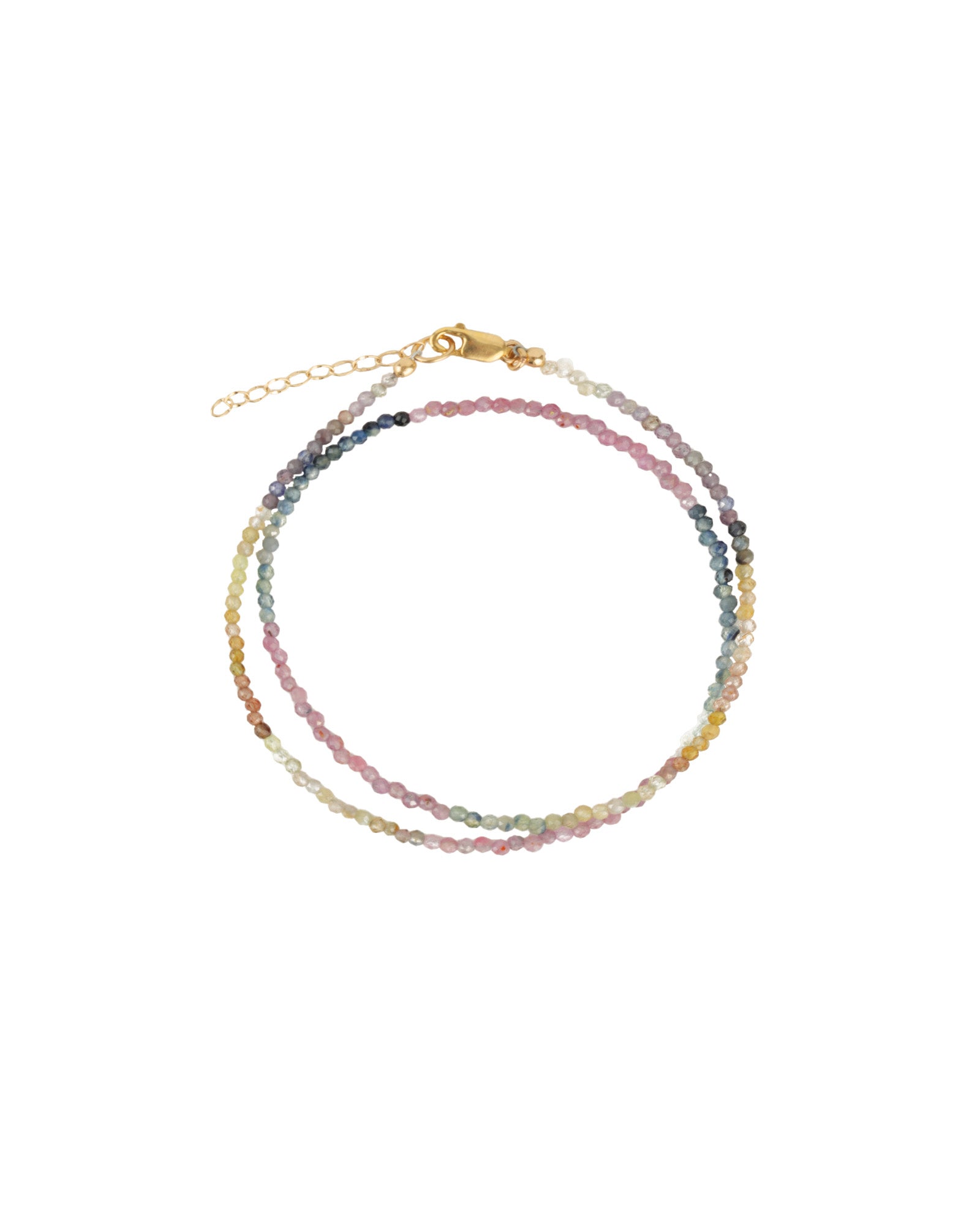 Two Row Stone Wrap Bracelet 14k Gold Filled, Sapphire, Ruby