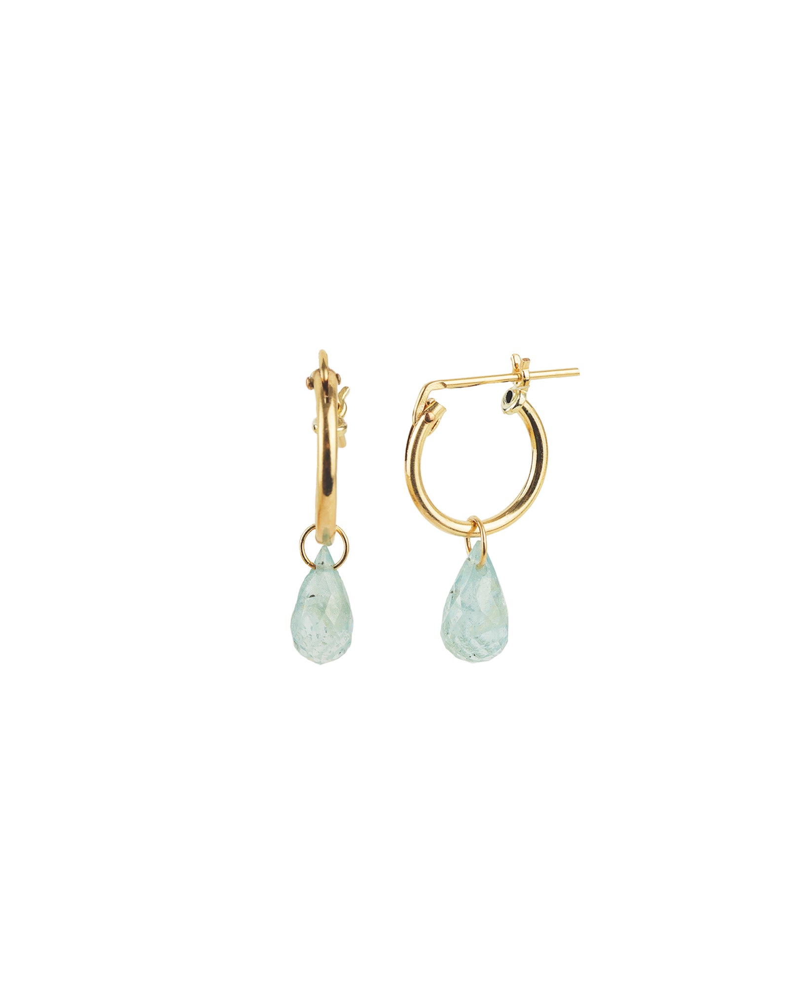 Gem Jar-Aquamarine Teardrop Floating Drop Huggies | 10mm-Earrings-14k Gold Filled, Aquamarine-Blue Ruby Jewellery-Vancouver Canada