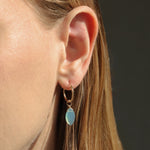 Marquise Stone Drop Huggies | 14mm 14k Gold Filled, Blue Chalcedony