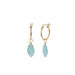 Marquise Stone Drop Huggies | 14mm 14k Gold Filled, Blue Chalcedony