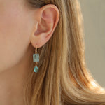Rectangle + Teardrop Stone Drop Hooks 14k Gold Filled, Aquamarine, Apatite
