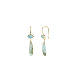 Oval Bezel Teardrop Larimar Hooks 14k Gold Filled, 14k Gold Vermeil, Larimar