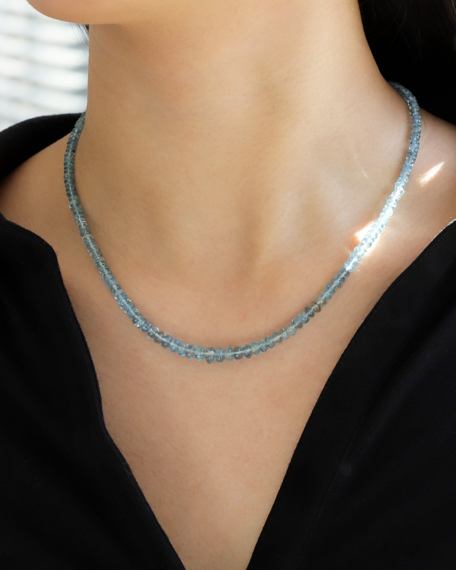 Gradual Aquamarine Stone Necklace | 3-6mm 14k Gold Filled, Aquamarine