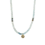 Evil Eye Disc Charm Aquamarine Stone Necklace | 5mm 14k Gold Filled, Aquamarine, Cubic Zirconia