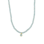 Aquamarine Bezel Drop Stone Necklace | 4.5mm 14k Gold Filled, 14k Gold Vermeil, Aquamarine